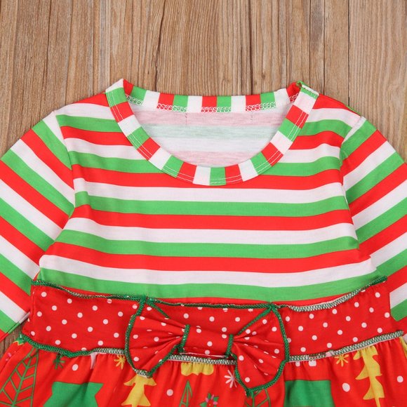 Christmas Tunic Dress Ruffle Leggings Girls Outfit - Picture 2 of 6